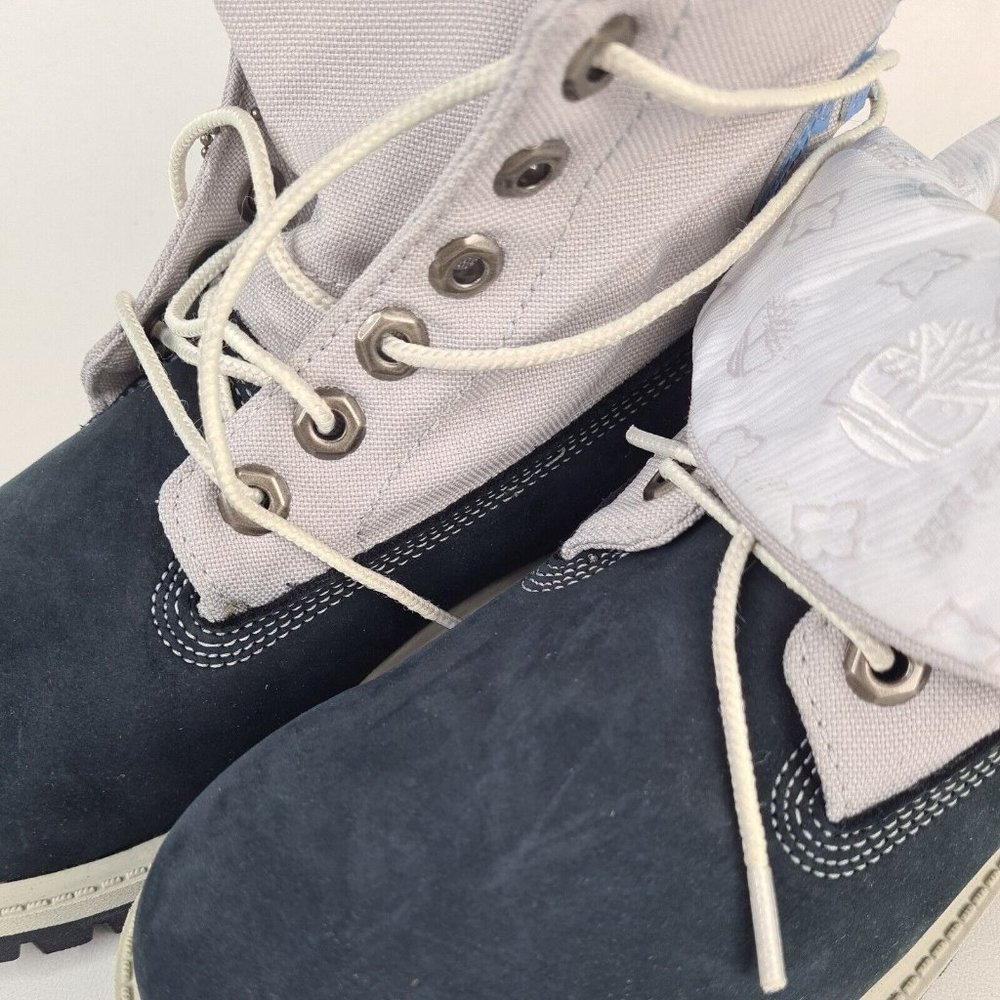 Timberland Roll Top Boys Boots Waterproof Navy Leather Winter New - Picture 11 of 12